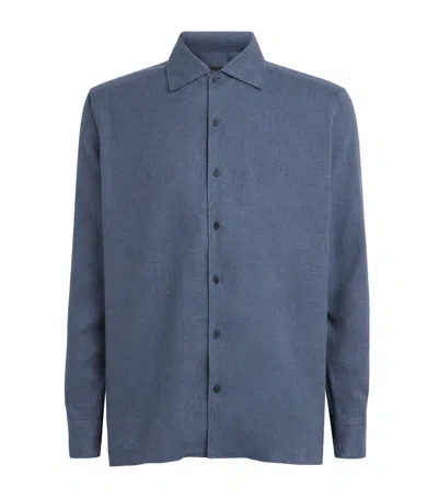 Colombo Cotton Twill Shirt In Navy