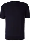 Colombo Crew-neck Fine-knit T-shirt In Blau