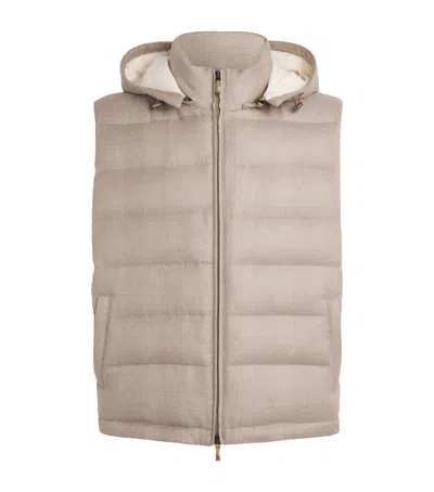 Colombo Down Cashmere-blend Gilet In Brown