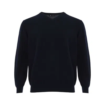Colombo Elegant Cashmere Blue Sweater For Men In Black