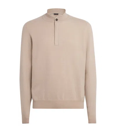 Colombo Kid Cashmere Buttoned Sweater In Neutral