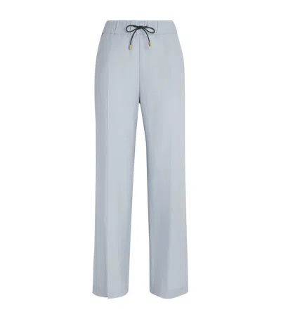 Colombo Kid Cashmere Drawstring Wide-leg Trousers In Blue