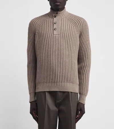 Colombo Kid Cashmere Mock-neck Sweatshirt In Brown