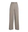 Colombo Kid Cashmere Pleated Wide-leg Trousers In Gray