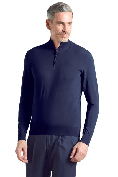 Colombo Kid Wool 12.8 Half-zip Sweater In Blue