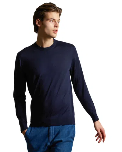 Colombo Kid Wool 12.8 Micron Crewneck Sweater In Blue