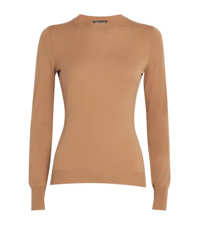 Colombo Kid Wool Crew-neck Sweater In Brown
