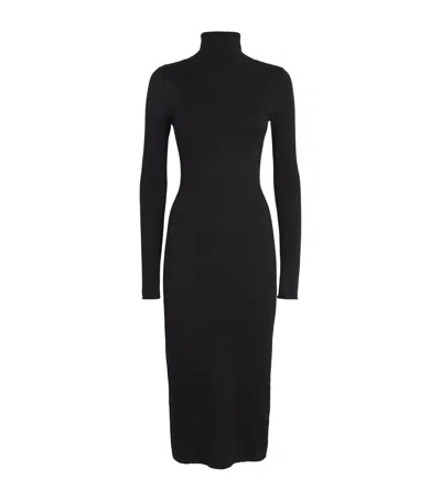 Colombo Kid Wool High-neck Midi Dress In Black