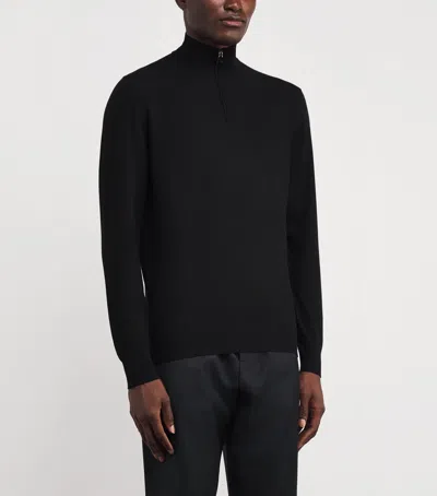 Colombo Kid Wool Quarter-zip Sweater In Black