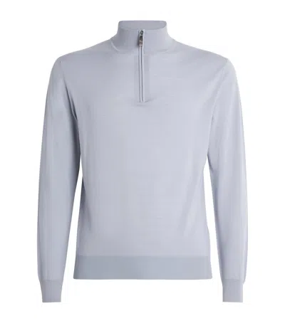 Colombo Kid Wool Quarter-zip Sweater In Gray