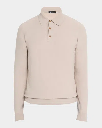 Colombo Men's Kid Wool Polo Sweater In Sable