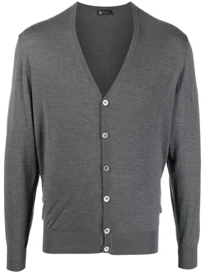 COLOMBO MENS BOTTON CARDIGAN IN GRIGIO MELANGE FOR FW22