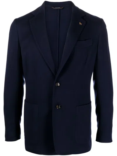 Colombo Navy Wool Single-breasted Jacket For Men In Blue