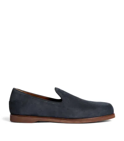 Colombo Nubuck Loafers In Blue