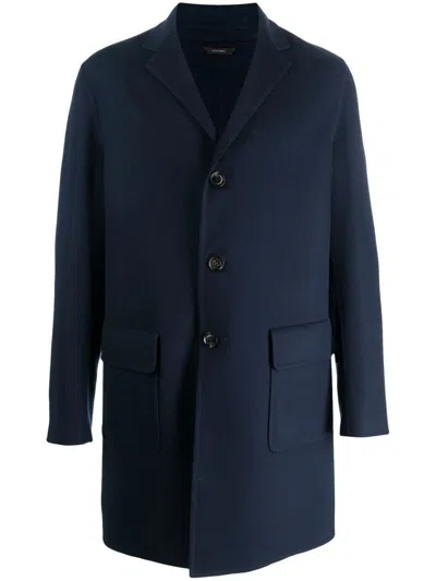 Colombo Notched-collar Single-breasted Coat In Blue