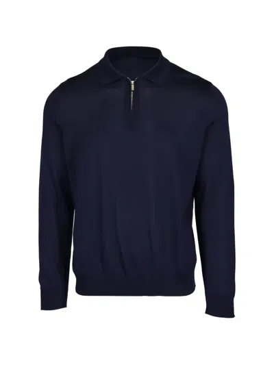 Colombo Quarter Zip-up Polo Shirt In Blue
