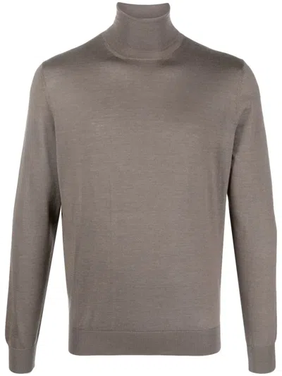 Colombo Roll-neck Fine Knit Jumper In Brown
