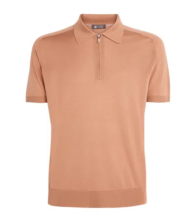 Colombo Silk Polo Sweater In Brown