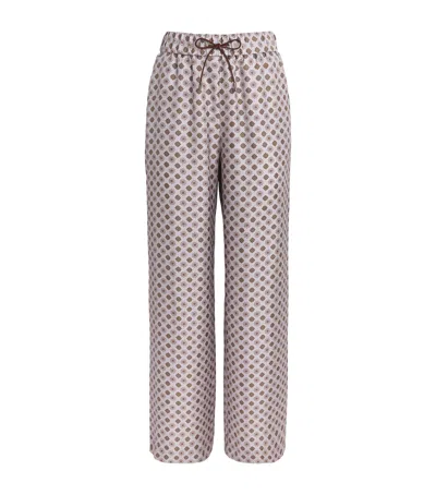 Colombo Silk Printed Trousers In Pink