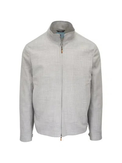 Colombo Slub-texture Zip-fastening Jacket In Gray