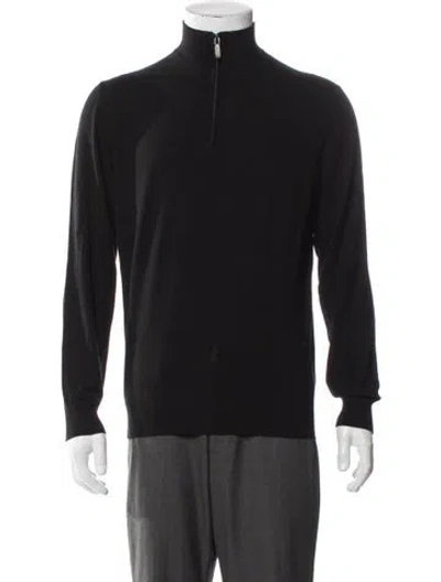 Pre-owned Colombo Wool Mock Neck Pullover In Blue