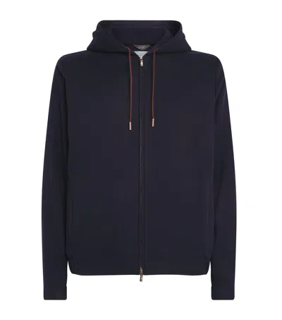 Colombo Wool Zip-up Hoodie In Black