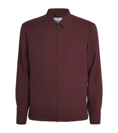 Colombo Worsted Cashmere Shirt Jacket In Burgundy
