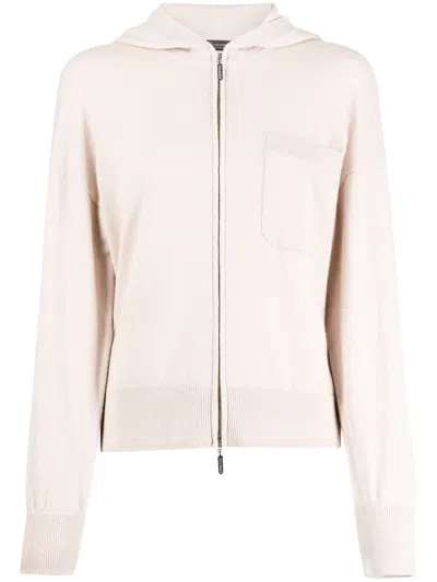 Colombo Zipped Cashmere Hooded Cardigan In Pink