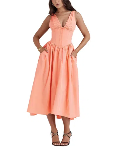 Colon Diana Midi Dress In Orange