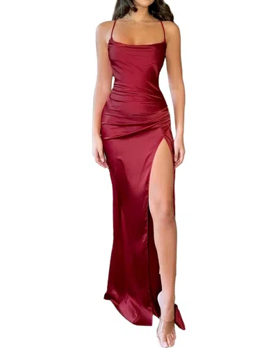 Colon Diana Midi Dress In Burgundy