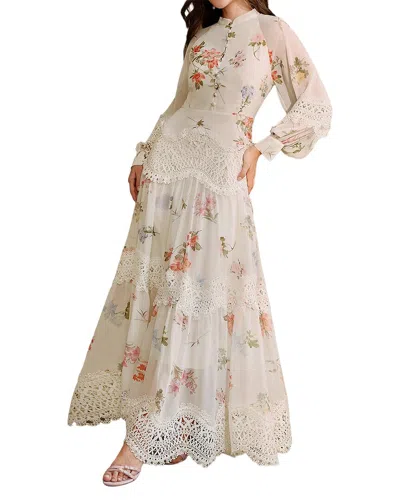Colon Diana Print Maxi Dress In White
