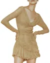 Colon Diana Solid Mini Dress In Brown