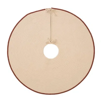 Colonial Mills Cozy Wool Trimmed Holiday Tree Skirt In Natural