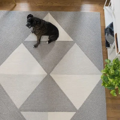 Colonial Mills Geometric Handmade Flatweave Natural Fibers Area Rug In Dashed Gray