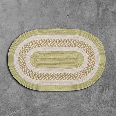 Colonial Mills Oval: 5' X 7' - Flowers Bay Light Green Braided Rug