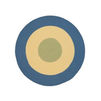 Colonial Mills Round Melbourne Braid Indoor/outdoor Area Rug In Oasis Blue;oasis Blue