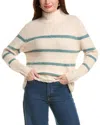 Color Block Mock Neck Wool-blend Sweater In Green