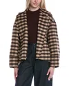 Color Block Wool-blend Jacket In Brown