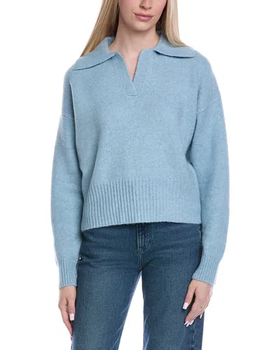 Color Block Wool-blend Polo Sweater In Blue