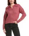 Color Block Wool-blend Polo Sweater In Pink