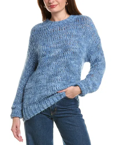 Color Block Wool-blend Pullover In Blue
