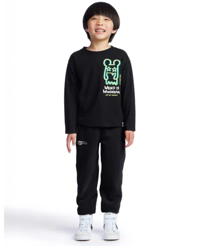 Color Lab Kids' Boys 2-10 Printed Long-sleeve T-shirt In Black