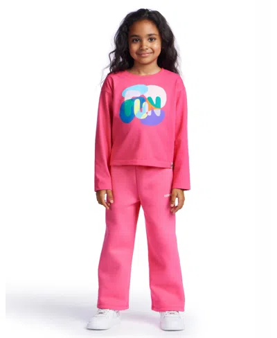 Color Lab Kids' Girls 3t-7 Printed Long Sleeves T-shirt In Pink