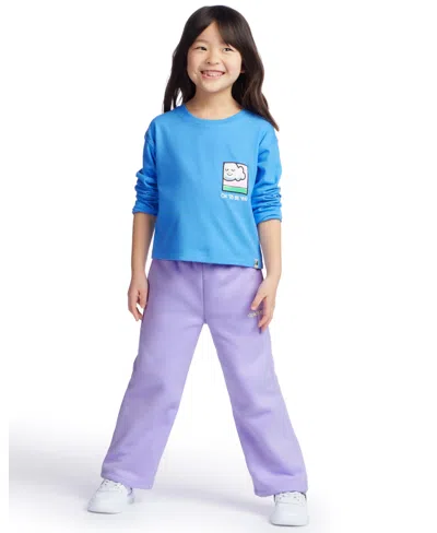 Color Lab Kids' Girls 3t-7 Printed Long Sleeves T-shirt In Purple