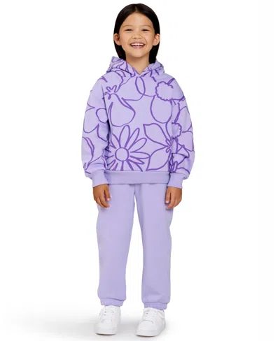 Color Lab Kids' Unisex 2t-6x Pull-on Printed Long Sleeve Hoodie In Purple