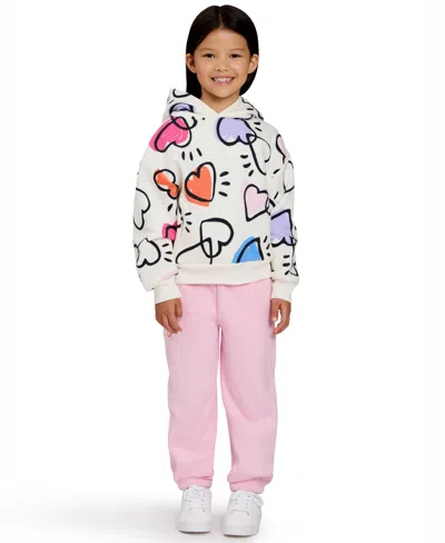 Color Lab Kids' Unisex 2t-6x Pull-on Printed Long Sleeve Hoodie In White
