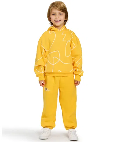 Color Lab Kids' Unisex 2t-6x Pull-on Printed Long Sleeve Hoodie In Yellow