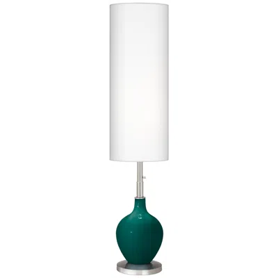 Color Plus 60" High Ovo Peacock Blue Flecked Floor Lamp