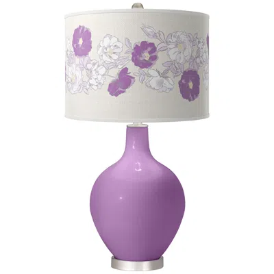 Color Plus African Violet Rose Bouquet Ovo Table Lamp