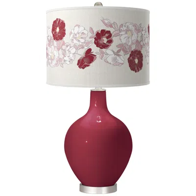 Color Plus Antique Red Rose Bouquet Ovo Table Lamp